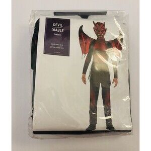 NEW Devil Demon Halloween Costume Child Large 12-14 Jumpsuit Wings Mask Belt